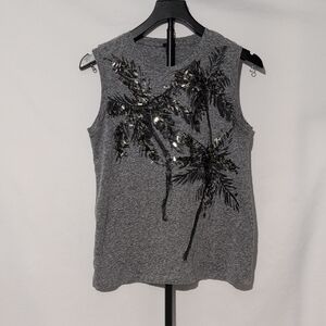 J. Crew Gray Sequin Floral Muscle Tee - Size XS - Chic & Edgy